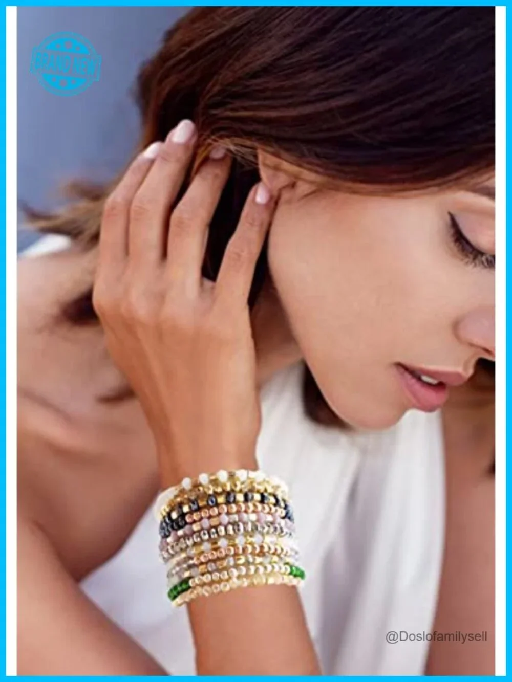 35Pcs Boho Beaded Bracelets Set Stackable Stretch Crystal Glass Bracelets